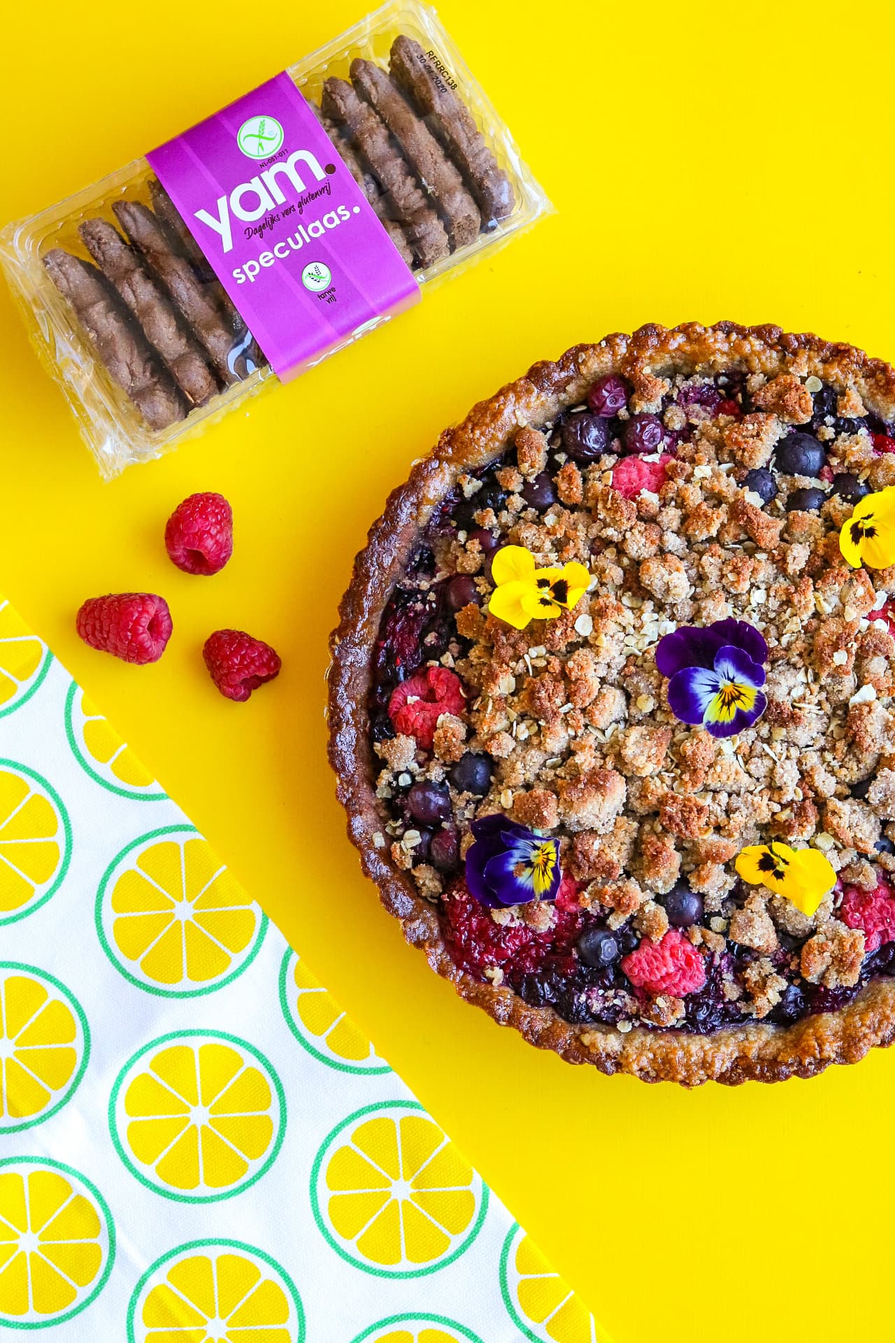 Glutenvrije bosvruchten kruimeltaart van Oh My Pie!