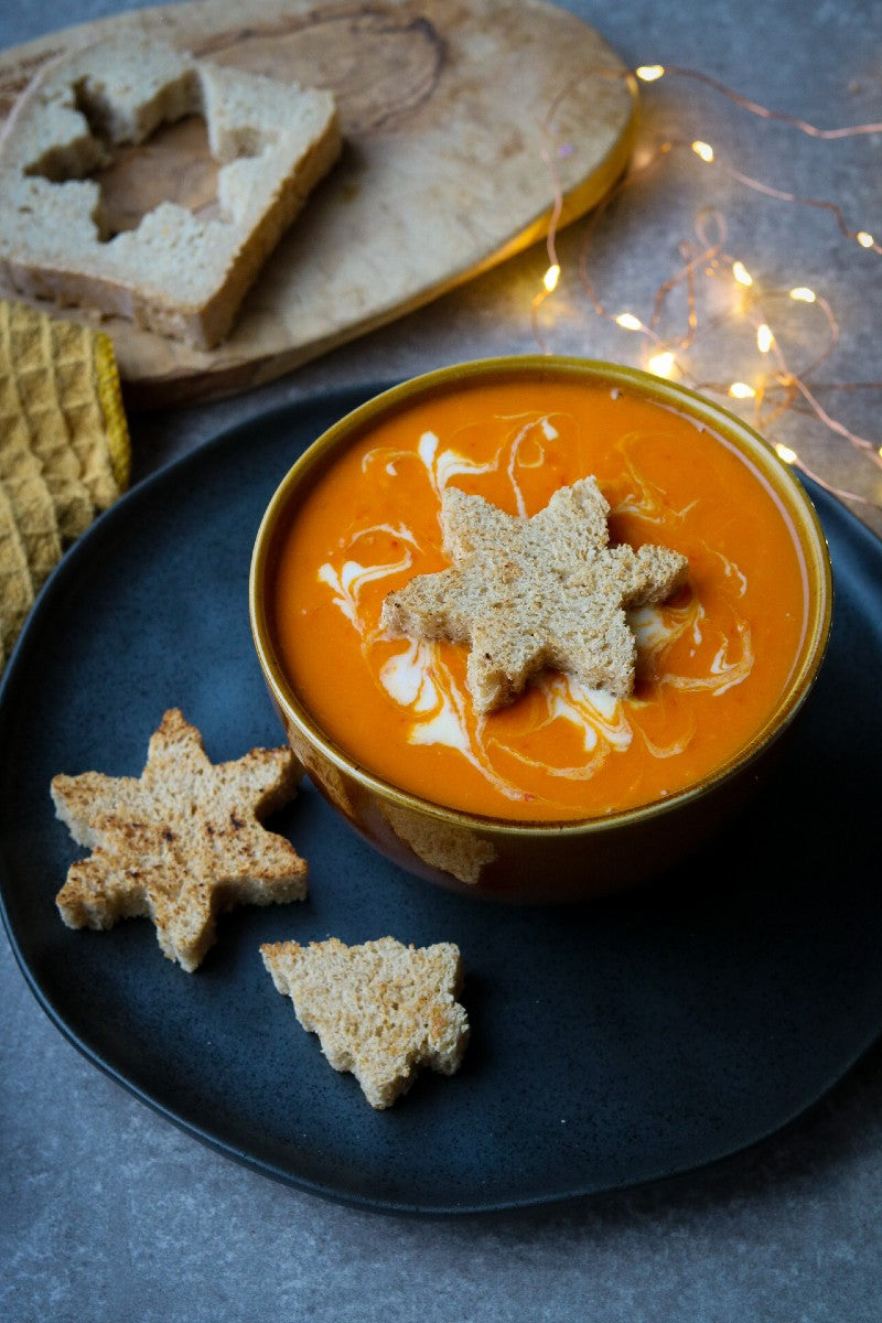Zoete aardappelsoep met YAM desem sterren